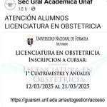 Inscripción para cursado de la Licenciatura en Obstetricia